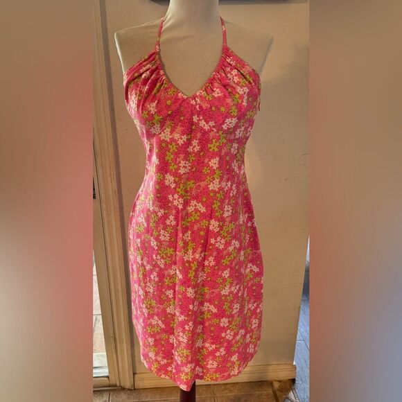 RARE/VTG Lilly Pulitzer “Happy Hippo" Print Halter Dress - Picture 2 of 8